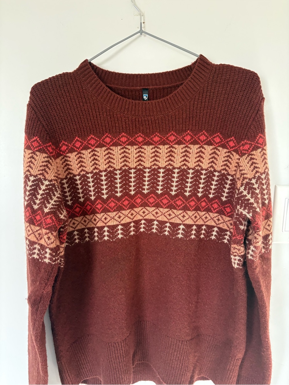 KÜHL Nordik Merino Wool Blend Fair Isle Sweater Brown Multi Size M - Picture 4 of 10